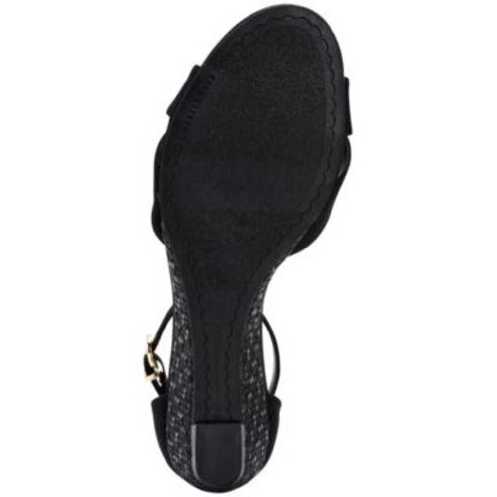 CHARTER CLUB Womens Black Crisscross Straps Gippi Round Toe Wedge Sandals 6 M - Picture 4 of 4